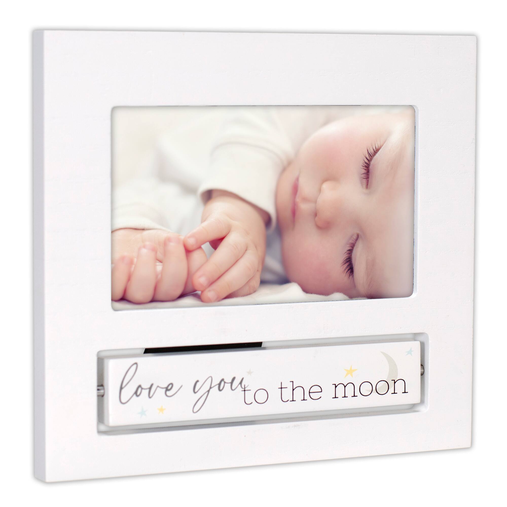Malden International Designs Little Dreamer, Love You to the Moon White Flip It 4" x 6" Photo Frame